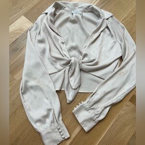 Dress Forum Tie Front Crop Blouse - Size M